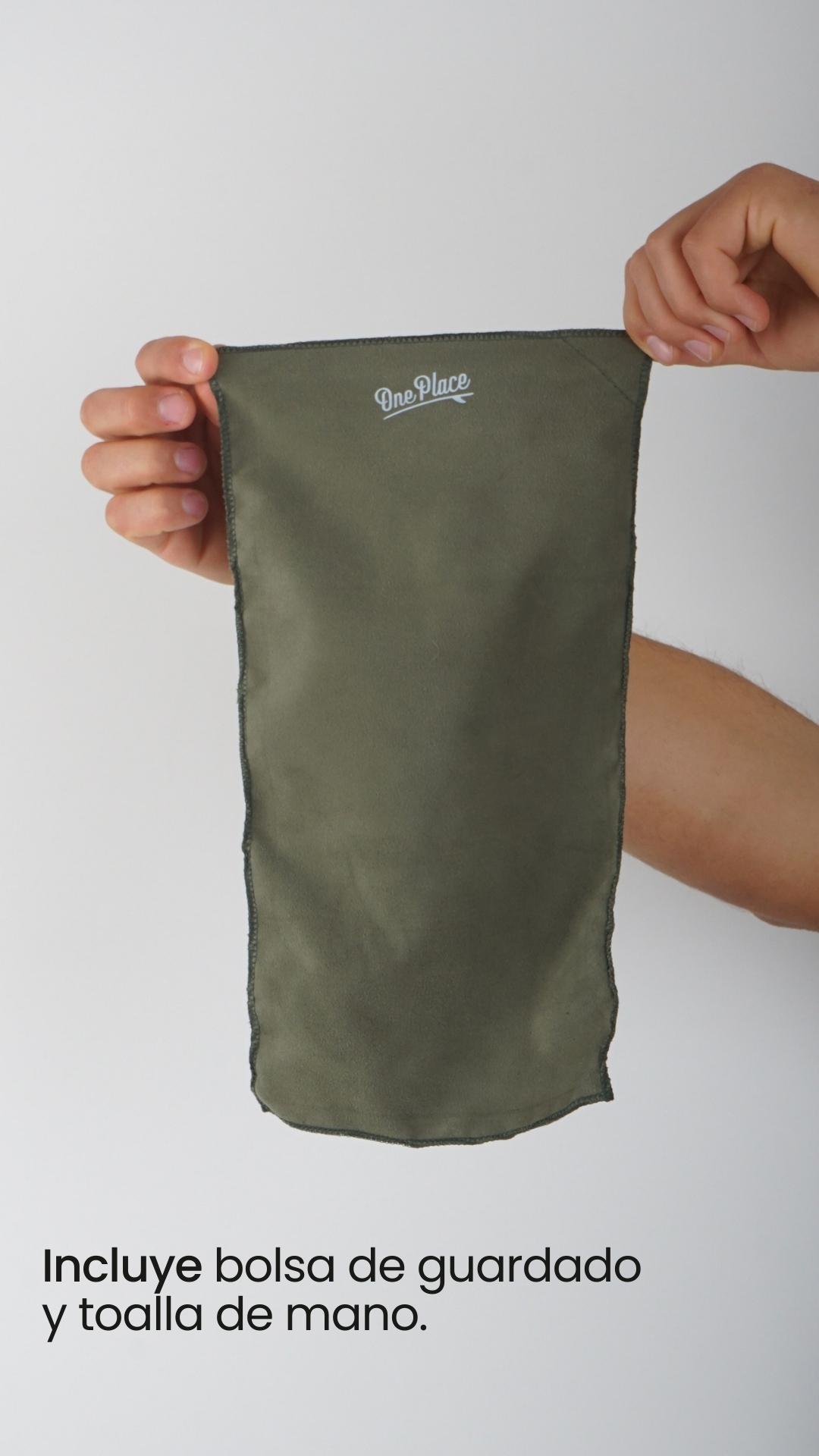 Incluye bolsa de guardado y toalla de mano.